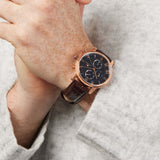 Buy Shop Tommy Hilfiger Kane Chronograph Blue Dial Brown Leather Strap Watch for Men - 1791399 USA Online