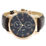 Buy Shop Tommy Hilfiger Kane Chronograph Blue Dial Brown Leather Strap Watch for Men - 1791399 USA Online