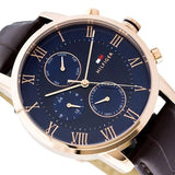 Buy Shop Tommy Hilfiger Kane Chronograph Blue Dial Brown Leather Strap Watch for Men - 1791399 USA Online