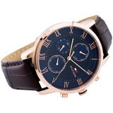 Buy Shop Tommy Hilfiger Kane Chronograph Blue Dial Brown Leather Strap Watch for Men - 1791399 USA Online