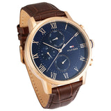 Buy Shop Tommy Hilfiger Kane Chronograph Blue Dial Brown Leather Strap Watch for Men - 1791399 USA Online