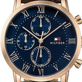Buy Shop Tommy Hilfiger Kane Chronograph Blue Dial Brown Leather Strap Watch for Men - 1791399 USA Online