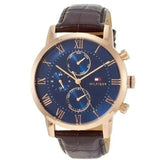 Buy Shop Tommy Hilfiger Kane Chronograph Blue Dial Brown Leather Strap Watch for Men - 1791399 USA Online