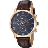 Buy Shop Tommy Hilfiger Kane Chronograph Blue Dial Brown Leather Strap Watch for Men - 1791399 USA Online