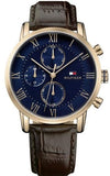 Buy Shop Tommy Hilfiger Kane Chronograph Blue Dial Brown Leather Strap Watch for Men - 1791399 USA Online