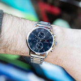 Buy Shop Tommy Hilfiger Kane Chronograph Grey Dial Silver Steel Strap Watch for Men - 1791397 USA Online