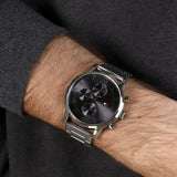Buy Shop Tommy Hilfiger Kane Chronograph Grey Dial Silver Steel Strap Watch for Men - 1791397 USA Online
