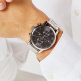Buy Shop Tommy Hilfiger Kane Chronograph Grey Dial Silver Steel Strap Watch for Men - 1791397 USA Online