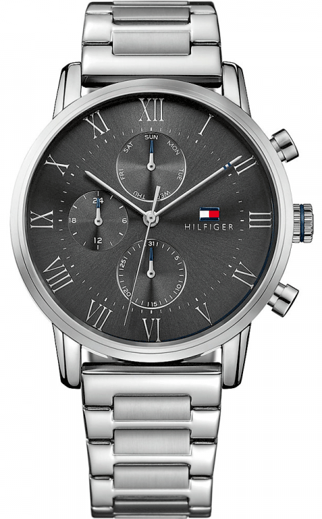 Buy Shop Tommy Hilfiger Kane Chronograph Grey Dial Silver Steel Strap Watch for Men - 1791397 USA Online