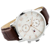 Buy Shop Tommy Hilfiger Kane Chronograph White Dial Brown Leather Strap Watch for Men - 1791400 USA Online