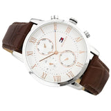 Buy Shop Tommy Hilfiger Kane Chronograph White Dial Brown Leather Strap Watch for Men - 1791400 USA Online
