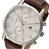Buy Shop Tommy Hilfiger Kane Chronograph White Dial Brown Leather Strap Watch for Men - 1791400 USA Online