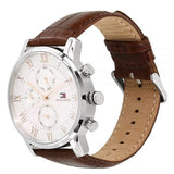 Buy Shop Tommy Hilfiger Kane Chronograph White Dial Brown Leather Strap Watch for Men - 1791400 USA Online