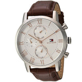 Buy Shop Tommy Hilfiger Kane Chronograph White Dial Brown Leather Strap Watch for Men - 1791400 USA Online