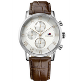 Buy Shop Tommy Hilfiger Kane Chronograph White Dial Brown Leather Strap Watch for Men - 1791400 USA Online