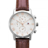 Buy Shop Tommy Hilfiger Kane Chronograph White Dial Brown Leather Strap Watch for Men - 1791400 USA Online