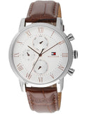 Buy Shop Tommy Hilfiger Kane Chronograph White Dial Brown Leather Strap Watch for Men - 1791400 USA Online