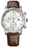 Buy Shop Tommy Hilfiger Kane Chronograph White Dial Brown Leather Strap Watch for Men - 1791400 USA Online