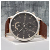 Buy Shop Tommy Hilfiger Kane Grey Dial Brown Leather Strap Watch for Men - 1710398 USA Online
