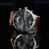 Buy Shop Tommy Hilfiger Kane Grey Dial Brown Leather Strap Watch for Men - 1710398 USA Online