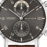 Buy Shop Tommy Hilfiger Kane Grey Dial Brown Leather Strap Watch for Men - 1710398 USA Online