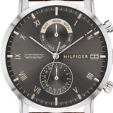 Buy Shop Tommy Hilfiger Kane Grey Dial Brown Leather Strap Watch for Men - 1710398 USA Online