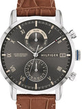 Buy Shop Tommy Hilfiger Kane Grey Dial Brown Leather Strap Watch for Men - 1710398 USA Online