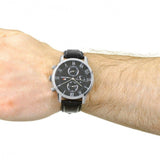 Buy Shop Tommy Hilfiger Kane Quartz Black Dial Black Leather Strap Watch for Men - 1791401 USA Online