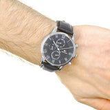 Buy Shop Tommy Hilfiger Kane Quartz Black Dial Black Leather Strap Watch for Men - 1791401 USA Online