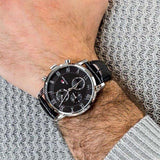 Buy Shop Tommy Hilfiger Kane Quartz Black Dial Black Leather Strap Watch for Men - 1791401 USA Online