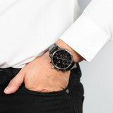 Buy Shop Tommy Hilfiger Kane Quartz Black Dial Black Leather Strap Watch for Men - 1791401 USA Online