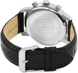 Buy Shop Tommy Hilfiger Kane Quartz Black Dial Black Leather Strap Watch for Men - 1791401 USA Online