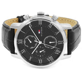 Buy Shop Tommy Hilfiger Kane Quartz Black Dial Black Leather Strap Watch for Men - 1791401 USA Online