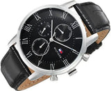 Buy Shop Tommy Hilfiger Kane Quartz Black Dial Black Leather Strap Watch for Men - 1791401 USA Online