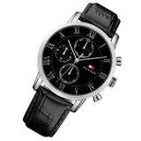 Buy Shop Tommy Hilfiger Kane Quartz Black Dial Black Leather Strap Watch for Men - 1791401 USA Online