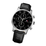Buy Shop Tommy Hilfiger Kane Quartz Black Dial Black Leather Strap Watch for Men - 1791401 USA Online