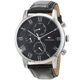 Buy Shop Tommy Hilfiger Kane Quartz Black Dial Black Leather Strap Watch for Men - 1791401 USA Online