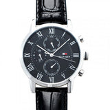 Buy Shop Tommy Hilfiger Kane Quartz Black Dial Black Leather Strap Watch for Men - 1791401 USA Online
