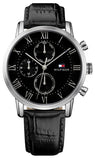 Buy Shop Tommy Hilfiger Kane Quartz Black Dial Black Leather Strap Watch for Men - 1791401 USA Online