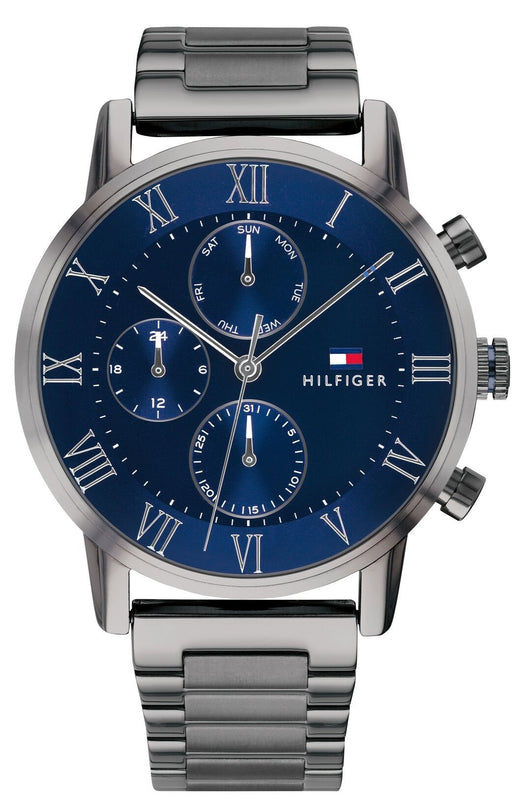 Buy Shop Tommy Hilfiger Kane Quartz Blue Dial Black Steel Strap Watch for Men - 1791456 USA Online