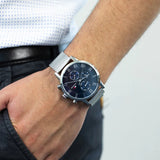 Buy Shop Tommy Hilfiger Kane Quartz Blue Dial Silver Mesh Bracelet Watch for Men - 1791398 USA Online