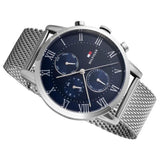 Buy Shop Tommy Hilfiger Kane Quartz Blue Dial Silver Mesh Bracelet Watch for Men - 1791398 USA Online