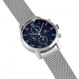 Buy Shop Tommy Hilfiger Kane Quartz Blue Dial Silver Mesh Bracelet Watch for Men - 1791398 USA Online