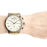 Buy Shop Tommy Hilfiger Kane White Dial Beige Leather Strap Watch for Men - 1710399 USA Online
