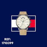 Buy Shop Tommy Hilfiger Kane White Dial Beige Leather Strap Watch for Men - 1710399 USA Online