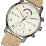 Buy Shop Tommy Hilfiger Kane White Dial Beige Leather Strap Watch for Men - 1710399 USA Online