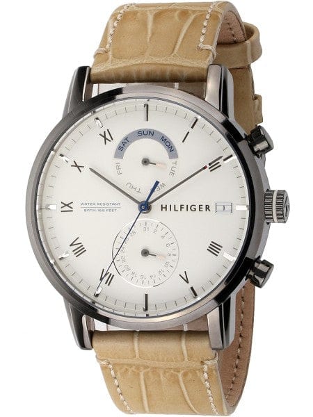 Buy Shop Tommy Hilfiger Kane White Dial Beige Leather Strap Watch for Men - 1710399 USA Online