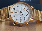Buy Shop Tommy Hilfiger Kane White Dial Gold Mesh Bracelet Watch for Men - 1710403 USA Online