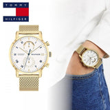 Buy Shop Tommy Hilfiger Kane White Dial Gold Mesh Bracelet Watch for Men - 1710403 USA Online