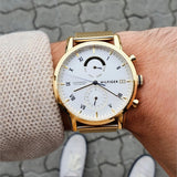 Buy Shop Tommy Hilfiger Kane White Dial Gold Mesh Bracelet Watch for Men - 1710403 USA Online